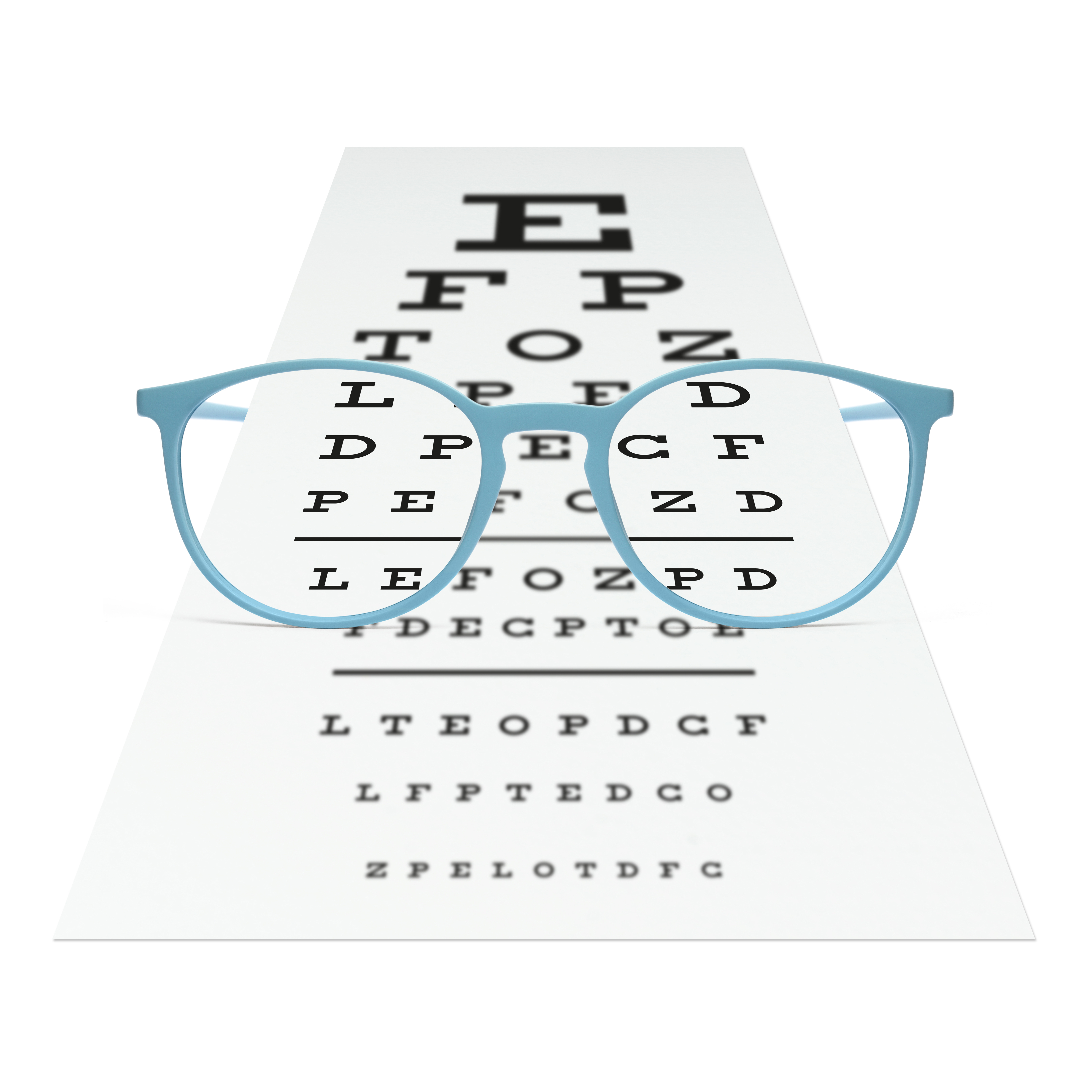 snellen chart with glasses