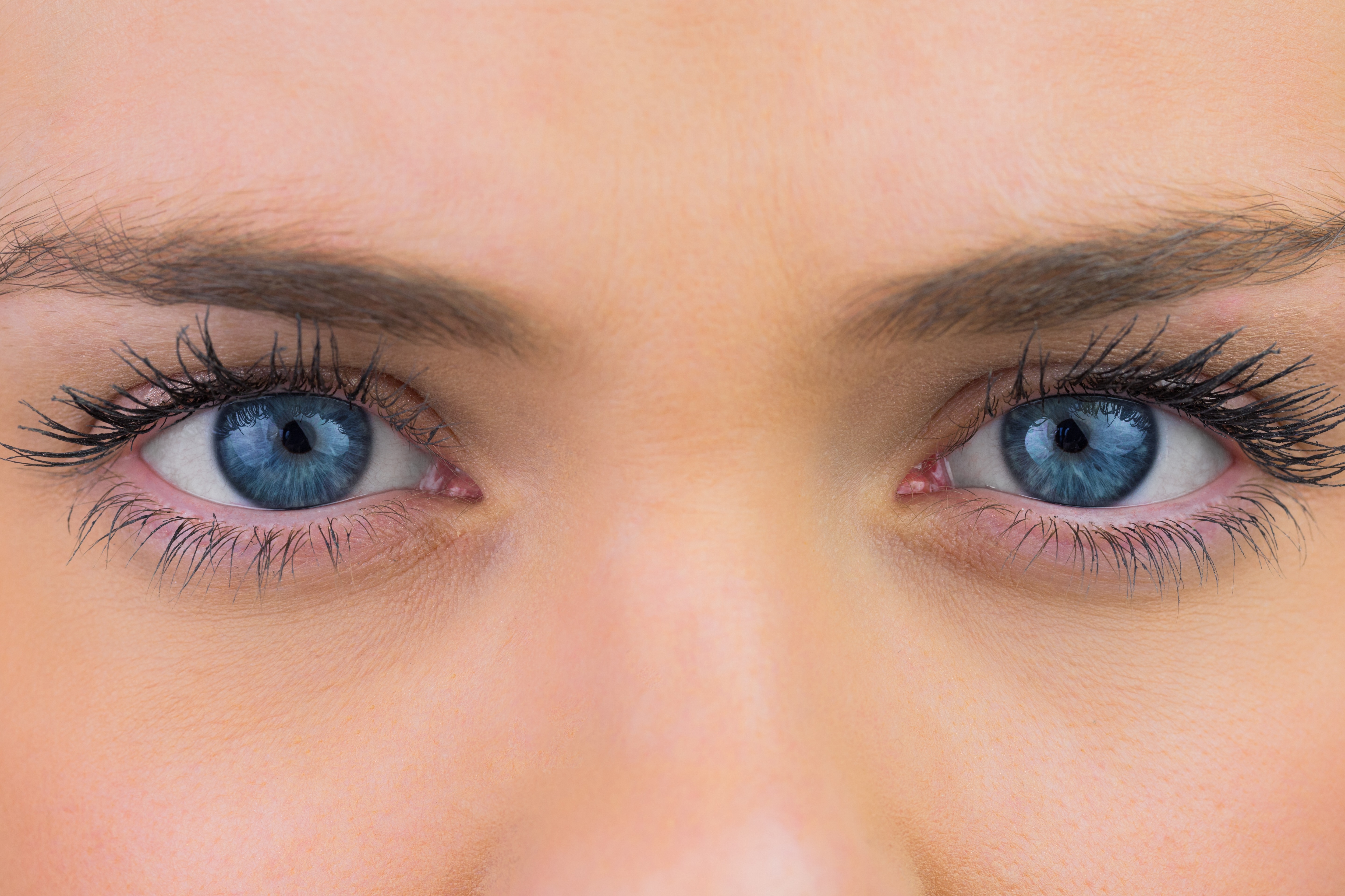 Close up of female blue eyes